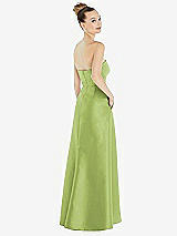 Alt View 3 Thumbnail - Mojito Strapless Satin Gown with Draped Front Slit and Pockets