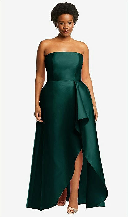 Strapless Satin Bridesmaid Dress With Draped Front Slit And
