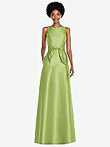 Front View Thumbnail - Mojito Jewel-Neck V-Back Maxi Dress with Mini Sash