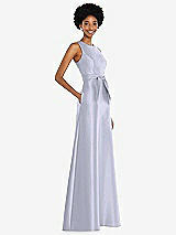 Side View Thumbnail - Silver Dove Jewel-Neck V-Back Maxi Dress with Mini Sash