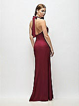 Alt View 3 Thumbnail - Cabernet Tie Halter Open Back Trumpet Gown