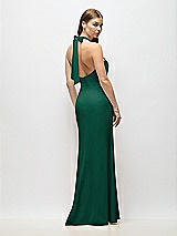 Alt View 3 Thumbnail - Hunter Green Tie Halter Open Back Trumpet Gown