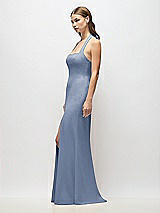 Alt View 2 Thumbnail - Larkspur Blue Tie Halter Open Back Trumpet Gown 