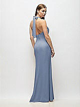 Alt View 3 Thumbnail - Larkspur Blue Tie Halter Open Back Trumpet Gown 
