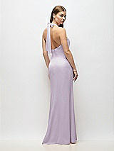 Alt View 3 Thumbnail - Lilac Haze Tie Halter Open Back Trumpet Gown 