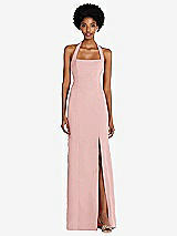 Front View Thumbnail - Rose Tie Halter Open Back Trumpet Gown