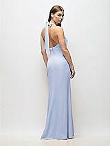 Alt View 3 Thumbnail - Sky Blue Tie Halter Open Back Trumpet Gown