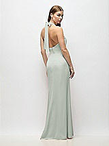 Alt View 3 Thumbnail - Willow Green Tie Halter Open Back Trumpet Gown