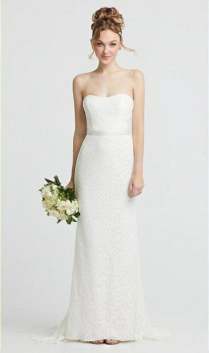 Strapless Sequin Lace Trumpet Wedding Bridesmaid Dress In Ivory