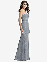Side View Thumbnail - Platinum Sweetheart Strapless Sequin Lace Trumpet Gown
