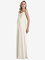 Side View Thumbnail - Ivory Cowl-Neck Tie-Strap Maternity Slip Dress
