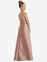 Rear View Thumbnail - Neu Nude Spaghetti Strap Satin Junior Bridesmaid Dress with Mini Sash