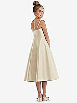 Rear View Thumbnail - Champagne Adjustable Spaghetti Strap Satin Midi Junior Bridesmaid Dress