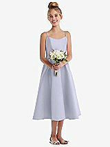 Front View Thumbnail - Silver Dove Adjustable Spaghetti Strap Satin Midi Junior Bridesmaid Dress