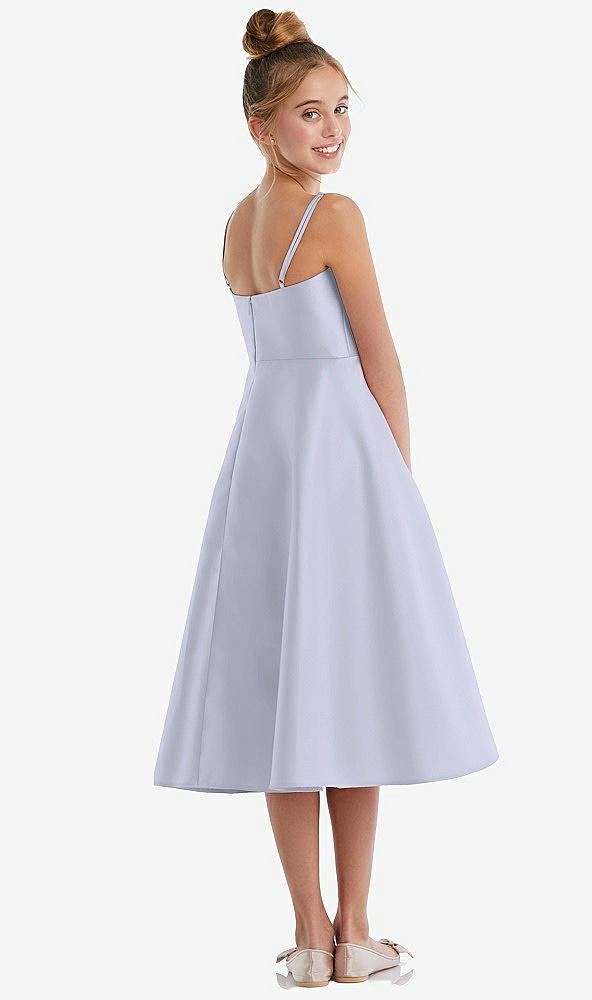 Back View - Silver Dove Adjustable Spaghetti Strap Satin Midi Junior Bridesmaid Dress