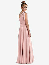 Rear View Thumbnail - Rose One-Shoulder Scarf Bow Chiffon Junior Bridesmaid Dress
