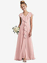 Front View Thumbnail - Rose Cascading Ruffle Full Skirt Chiffon Junior Bridesmaid Dress
