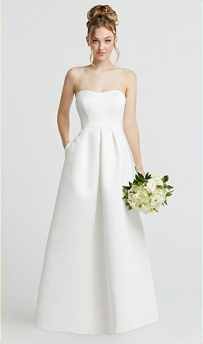 Sweetheart Strapless Satin Wedding Bridesmaid Dress With Pockets