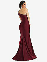 Alt View 3 Thumbnail - Cabernet One-Shoulder Bias-Cuff Stretch Satin Mermaid Dress with Slight Train