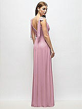 Alt View 4 Thumbnail - Dusty Pink Plunge Neckline Bow Shoulder Empire Waist Chiffon Maxi Dress