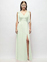Alt View 2 Thumbnail - Mint Green Plunge Neckline Bow Shoulder Empire Waist Chiffon Maxi Dress