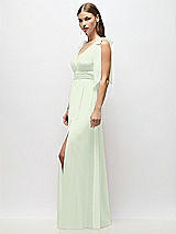 Alt View 3 Thumbnail - Mint Green Plunge Neckline Bow Shoulder Empire Waist Chiffon Maxi Dress