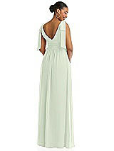 Rear View Thumbnail - Mint Green Plunge Neckline Bow Shoulder Empire Waist Chiffon Maxi Dress