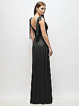 Alt View 4 Thumbnail - Black Plunge Neckline Bow Shoulder Empire Waist Chiffon Maxi Dress