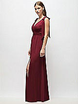 Alt View 3 Thumbnail - Cabernet Plunge Neckline Bow Shoulder Empire Waist Chiffon Maxi Dress
