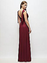 Alt View 4 Thumbnail - Cabernet Plunge Neckline Bow Shoulder Empire Waist Chiffon Maxi Dress