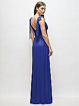 Alt View 4 Thumbnail - Cobalt Blue Plunge Neckline Bow Shoulder Empire Waist Chiffon Maxi Dress