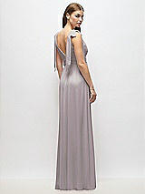 Alt View 4 Thumbnail - Cashmere Gray Plunge Neckline Bow Shoulder Empire Waist Chiffon Maxi Dress