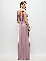 Alt View 4 Thumbnail - Dusty Rose Plunge Neckline Bow Shoulder Empire Waist Chiffon Maxi Dress