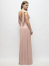 Alt View 4 Thumbnail - Neu Nude Plunge Neckline Bow Shoulder Empire Waist Chiffon Maxi Dress