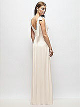 Alt View 4 Thumbnail - Oat Plunge Neckline Bow Shoulder Empire Waist Chiffon Maxi Dress