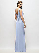 Alt View 4 Thumbnail - Sky Blue Plunge Neckline Bow Shoulder Empire Waist Chiffon Maxi Dress