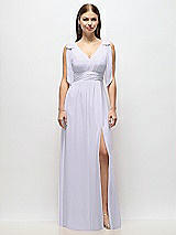 Alt View 2 Thumbnail - Silver Dove Plunge Neckline Bow Shoulder Empire Waist Chiffon Maxi Dress
