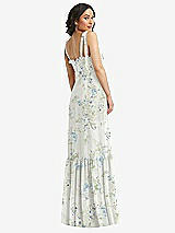 Rear View Thumbnail - Bleu Garden Tie-Shoulder Bustier Bodice Ruffle-Hem Maxi Dress