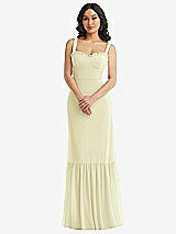 Alt View 1 Thumbnail - Butter Yellow Tie-Shoulder Bustier Bodice Ruffle-Hem Maxi Dress