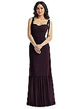 Alt View 2 Thumbnail - Deep Plum Tie-Shoulder Bustier Bodice Ruffle-Hem Maxi Dress