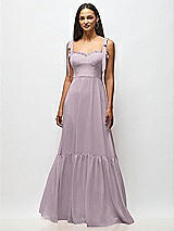 Alt View 3 Thumbnail - Lilac Dusk Tie-Shoulder Bustier Bodice Ruffle-Hem Maxi Dress