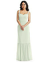 Alt View 1 Thumbnail - Mint Green Tie-Shoulder Bustier Bodice Ruffle-Hem Maxi Dress