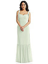 Alt View 2 Thumbnail - Mint Green Tie-Shoulder Bustier Bodice Ruffle-Hem Maxi Dress