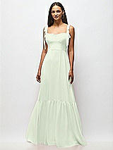 Alt View 3 Thumbnail - Mint Green Tie-Shoulder Bustier Bodice Ruffle-Hem Maxi Dress