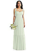 Front View Thumbnail - Mint Green Tie-Shoulder Bustier Bodice Ruffle-Hem Maxi Dress