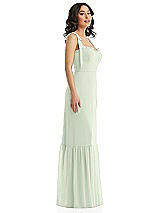 Side View Thumbnail - Mint Green Tie-Shoulder Bustier Bodice Ruffle-Hem Maxi Dress