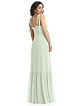Rear View Thumbnail - Mint Green Tie-Shoulder Bustier Bodice Ruffle-Hem Maxi Dress
