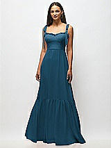 Alt View 3 Thumbnail - Atlantic Blue Tie-Shoulder Bustier Bodice Ruffle-Hem Maxi Dress