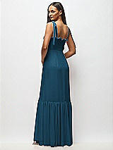 Alt View 5 Thumbnail - Atlantic Blue Tie-Shoulder Bustier Bodice Ruffle-Hem Maxi Dress
