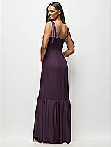 Alt View 5 Thumbnail - Aubergine Tie-Shoulder Bustier Bodice Ruffle-Hem Maxi Dress